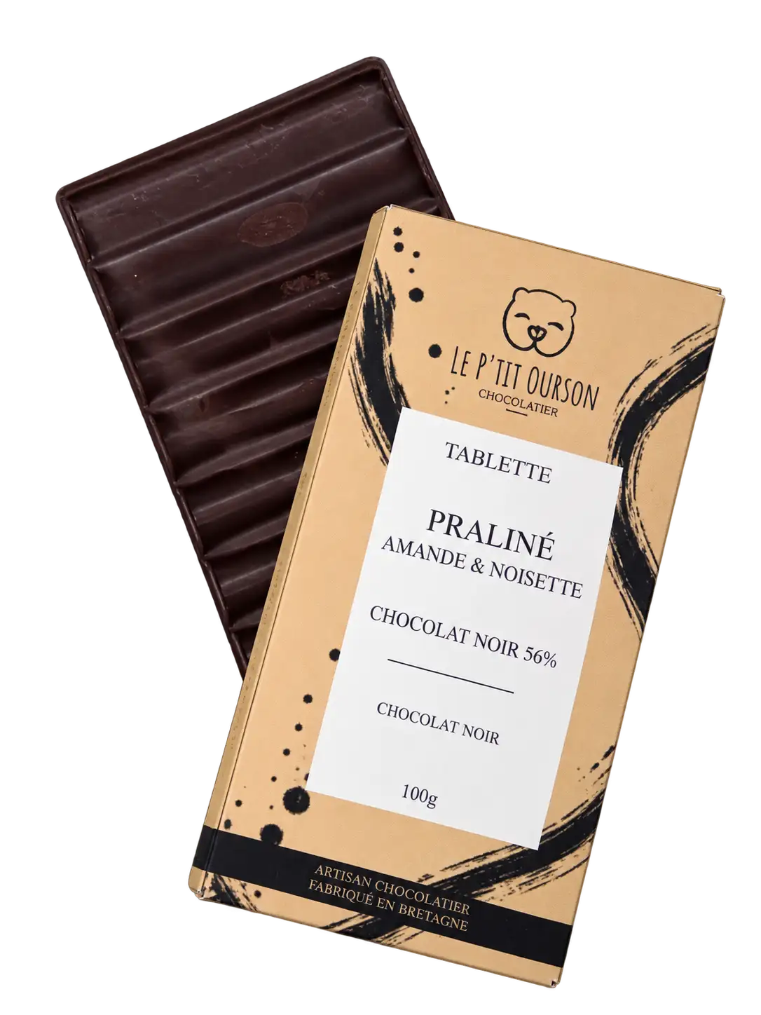Tablette Gourmande Praliné Amande & Noisette - Chocolat noir 56%